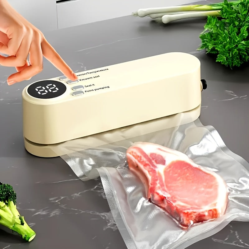 Kolzp Compact Vacuum Sealer Kit, USB Rechargeable with Digital Display - Fast Sealing, Includes Pump and Airtight Bags, Ideal for Preserving Food, Snacks, Meats, Fruits, Vegetables