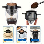 Portable Stainless Steel Coffee Maker, Barista Level - Ideal for Office, Camping and Travel | Durable ABS Material, Manual Operation, No Magnesium Stirring Required