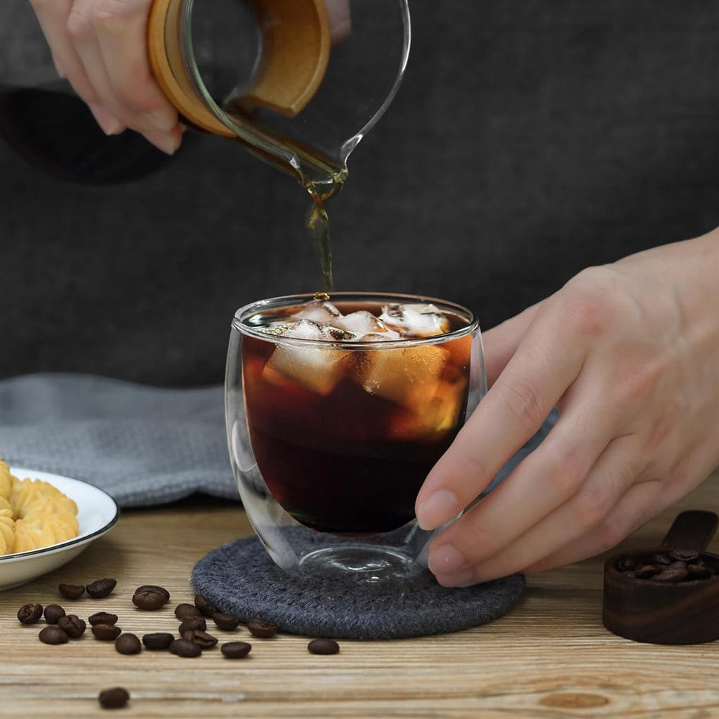 AUXOM 6Pcs Glass Coffee Mug Double Insulated 80ML