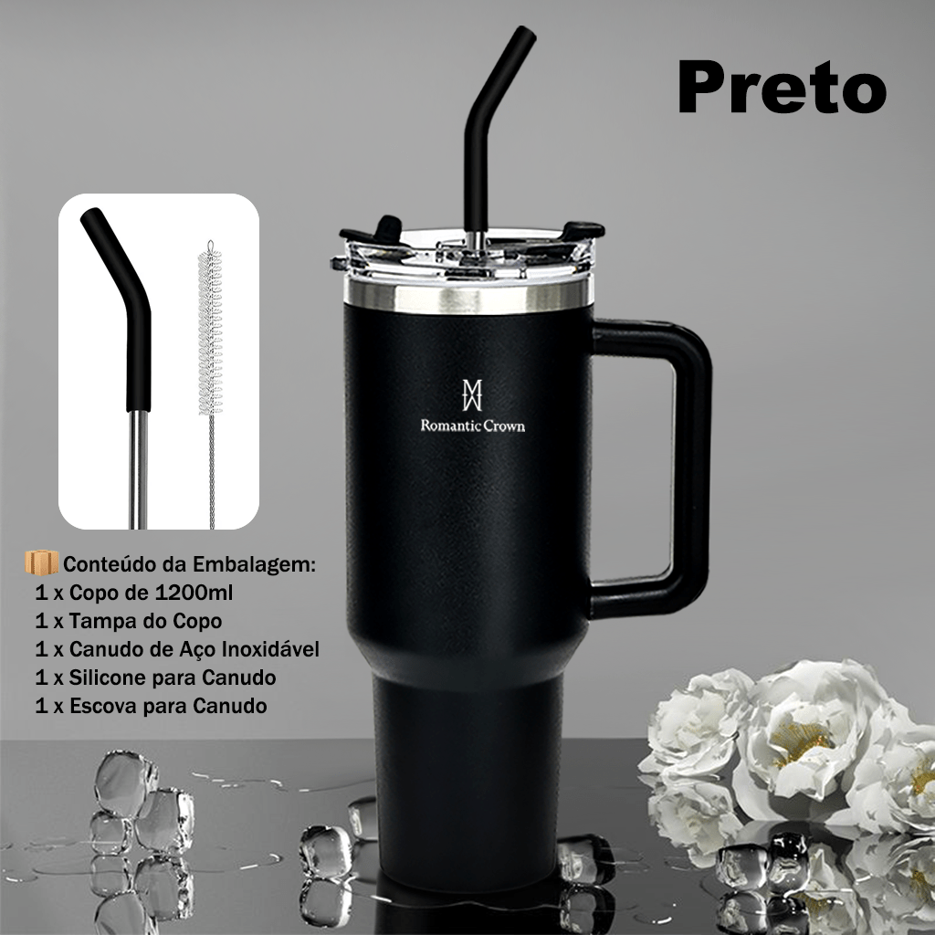 Portable Stainless Steel Thermal Mug 1200ml/1.2L Stainless Steel Thermal Bottle with Lid and Straw