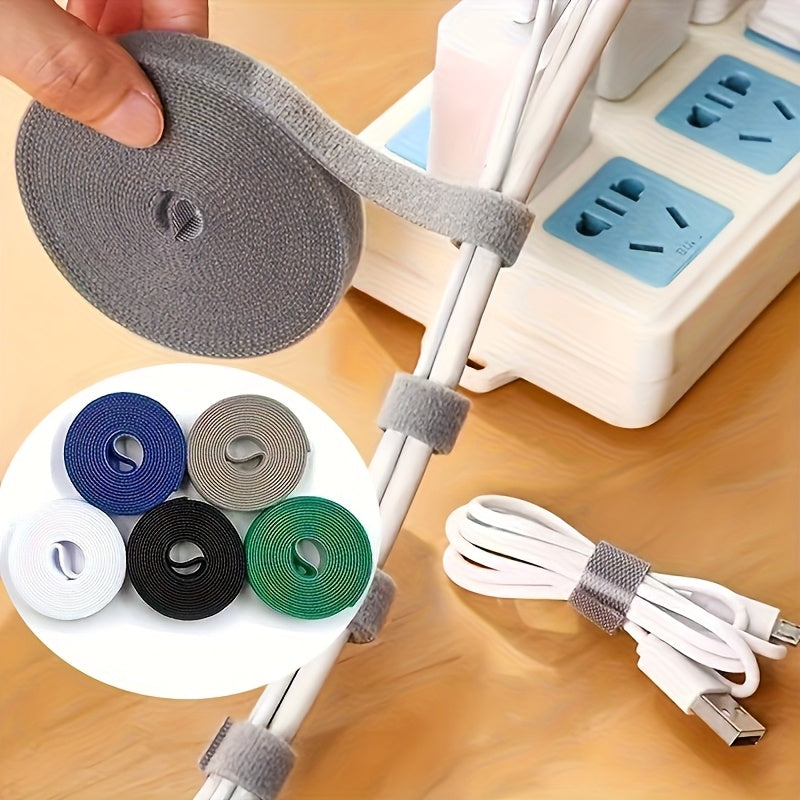 Tiras Ajustáveis Reutilizáveis para Organizar Cabos, Gestão de Fios e Armazenamento - Ideal para Dados, Clipes em Computadores ou Fixação na Mesa