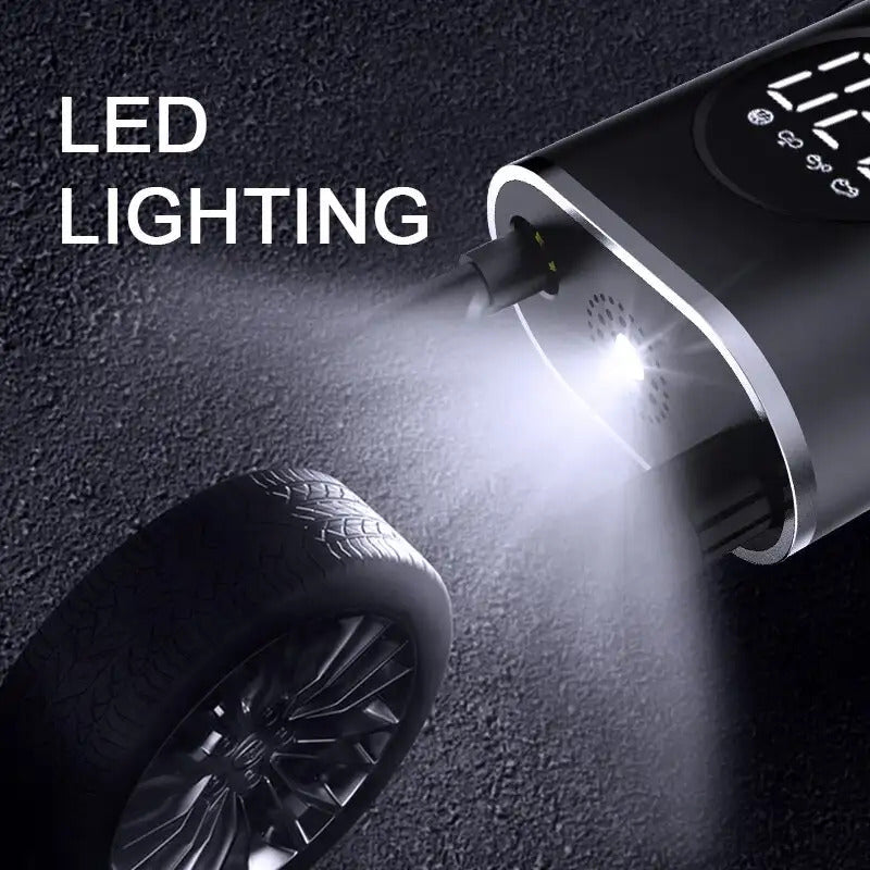 Portable Air Compressor with Digital Gauge, 150PSI Rechargeable Battery, LED Light, Cordless Tire Pump for Cars, Motorcycles and Bicycles