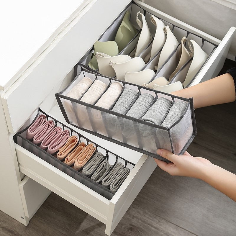 7 Stackable Fabric Storage Boxes for Socks, Underwear, Ties and Accessories