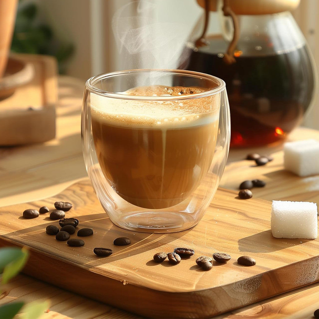 AUXOM 6Pcs Glass Coffee Mug Double Insulated 80ML